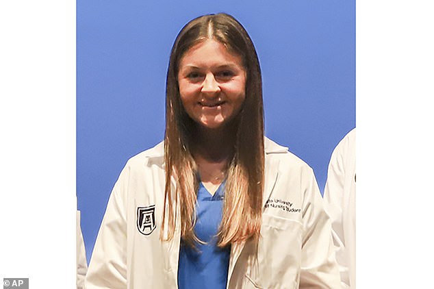 This undated image provided by Augusta University shows Laken Hope Riley, a nursing student whose body was found Thursday, Feb. 22, 2024, on the University of Georgia campus in Athens, Georgia.