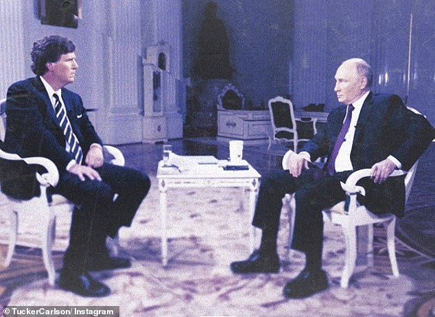 Tucker Carlson with Vladimir Putin in his long-awaited interview