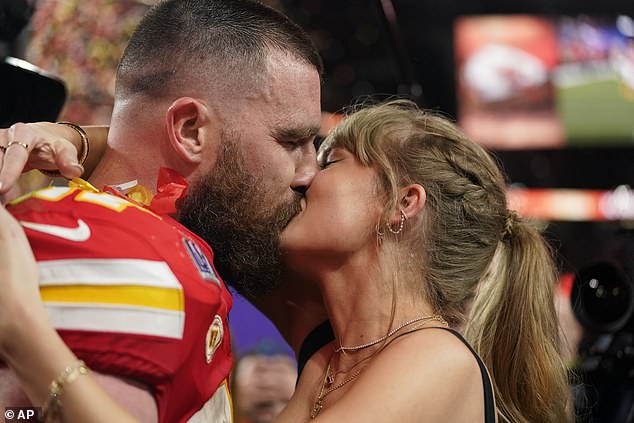Taylor Swift, pictured kissing partner Travis Kelce after the Super Bowl, has disabled her comments on social media in a move Ian Machado Garry has adopted.