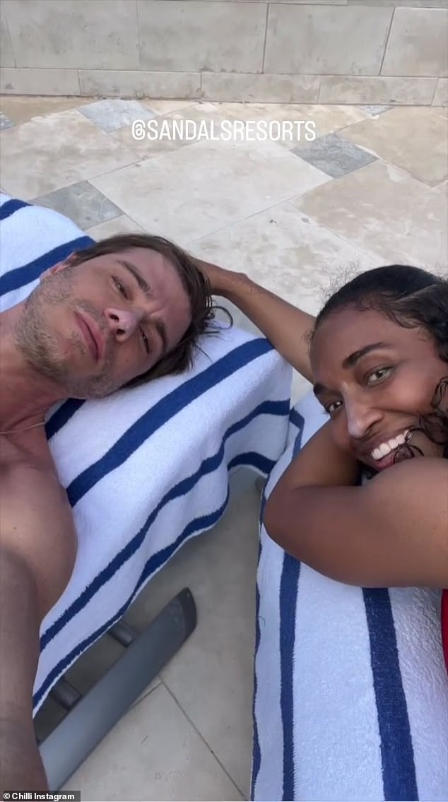 Usher's ex Chilli, 52, played down his recent revelations about how she rejected his 45-year-old proposal while enjoying a getaway to Jamaica with her boyfriend Matthew Lawrence, 44.