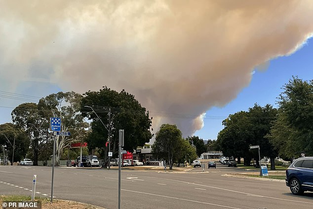 Residents of 30 communities west of Ballarat in rural Victoria have been urged to evacuate the area as a 5,000 hectare bushfire burns out of control (pictured).