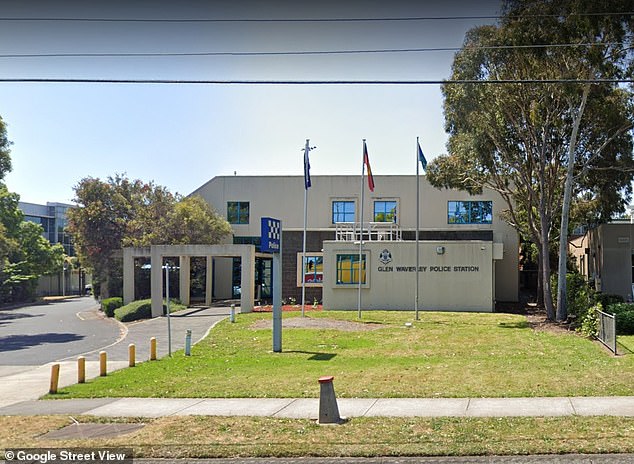 The officer was found dead at Glen Waverley police station (pictured) in Melbourne's south-east around midday on Friday.