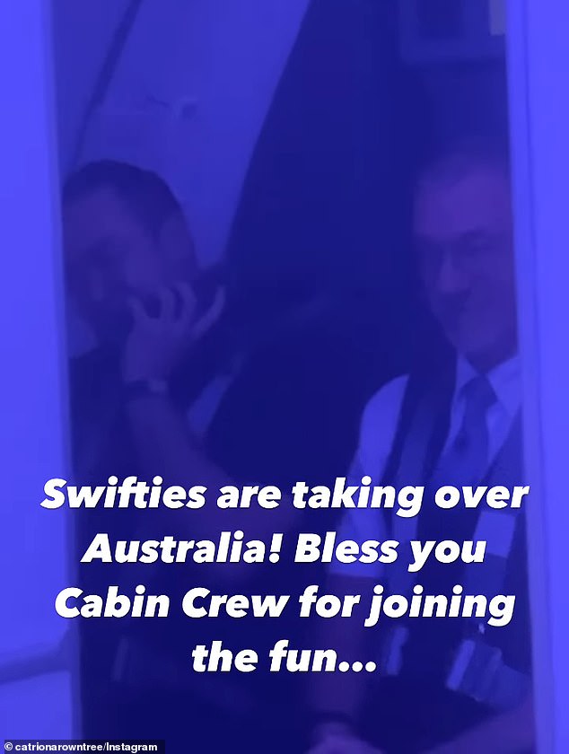 In a video shared on Instagram by Nine presenter Catriona Rowntree, cabin crew hilariously made an in-flight announcement loaded with Taylor's lyrics after landing in Melbourne.