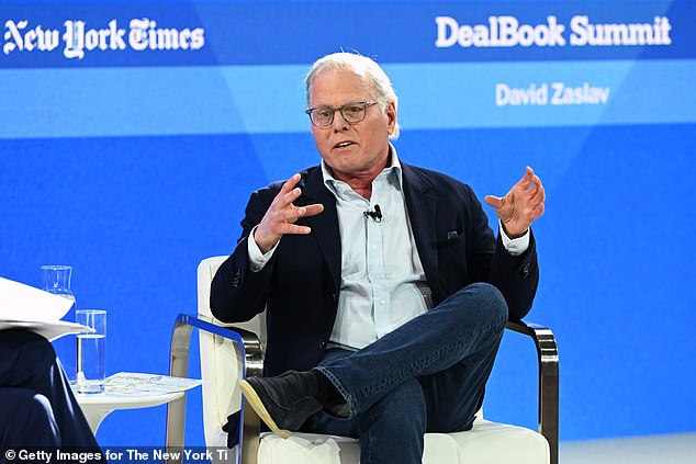 WBD CEO David Zaslav speaks on stage during the New York Times Dealbook Summit 2023 at Jazz at Lincoln Center on November 29, 2023 in New York City