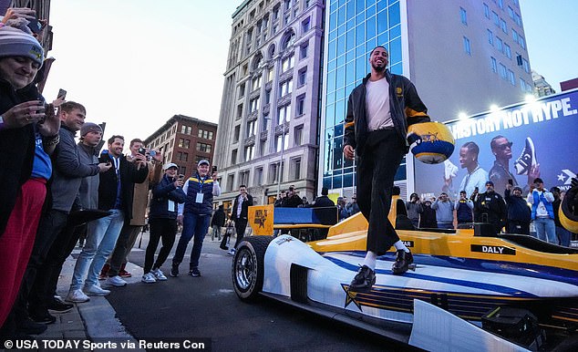 Pacers point guard Tyrese Haliburton arrived at the 2024 NBA All-Star Tip-Off in an IndyCar