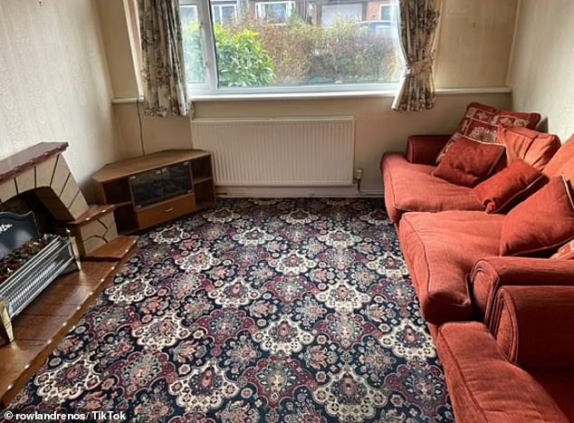 In one video, the couple show off their 'living room makeover', which initially shows a traditionally decorated living space in a typical 1960s British standard with rust-red sofas.