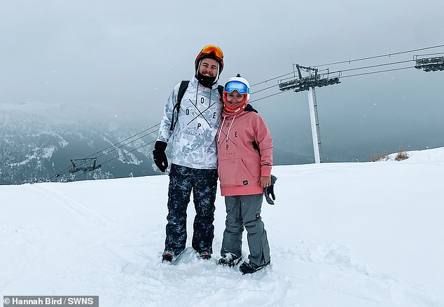 They immerse themselves in experiences such as skydiving, skiing and snorkelling and wouldn't change their lifestyle to have children (pictured skiing in Meribel, France).
