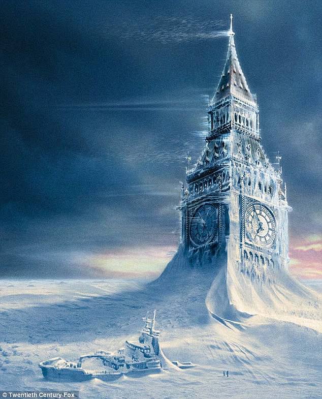 In the Hollywood blockbuster The Day After Tomorrow (pictured), ocean currents around the world stop as a result of global warming, triggering a new ice age on Earth.
