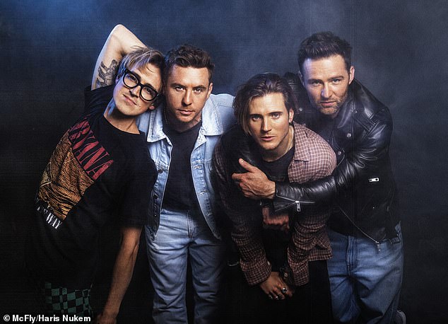 Danny is McFly's lead guitarist (LR: Tom Fletcher, Danny, Dougie Poynter and Harry Judd pictured last year)