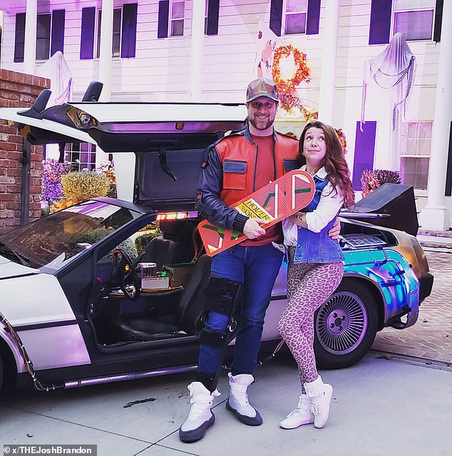 Filmmaker Josh Brandon (pictured with his Back to the Future-inspired DeLorean) is a big fan of the Sydney Roosters and has introduced references to star players into his movies and films.
