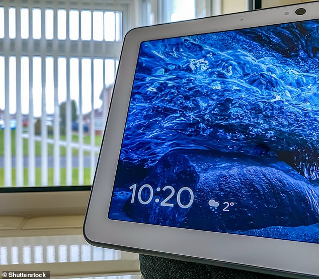 Many smart speaker models, such as the Google Hub Next Max (pictured), are equipped with front-facing cameras and can save video streams to the cloud.