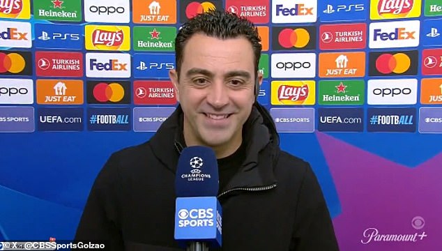 Xavi did not initially greet Micah Richards when he joined CBS Sports for an interview.