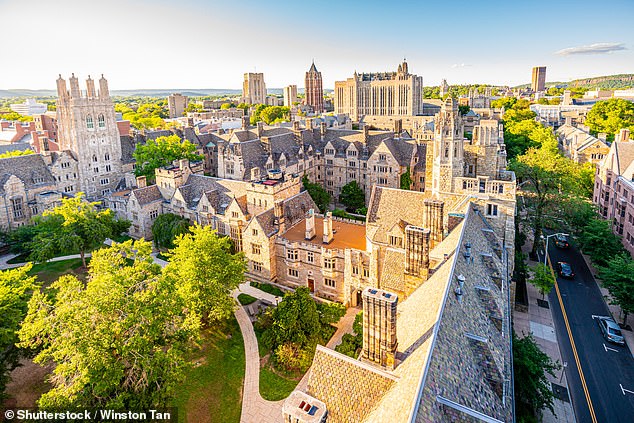 A view of Yale University's central campus from the Harkness Tower