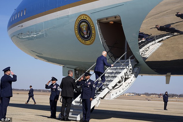 President Joe Biden lost and then regained his balance while boarding Air Force One using the stairs that drop from beneath Air Force One.