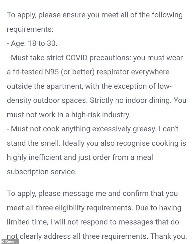 An Australian recently shared a house listing with ridiculous requirements