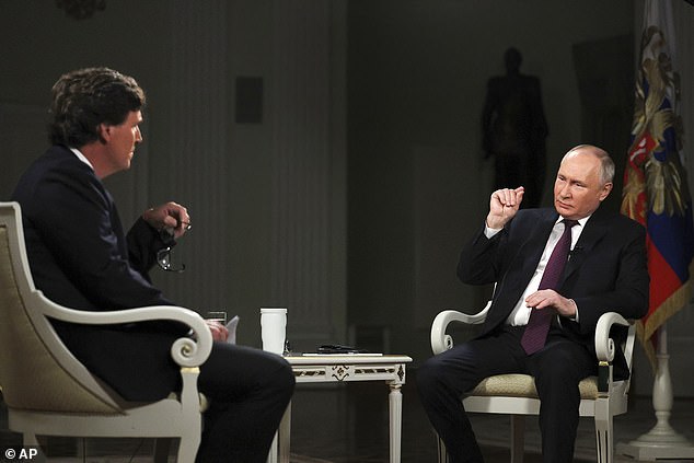Former Fox host Tucker Carlson sat down with Putin in Moscow earlier this month for a two-hour exchange.
