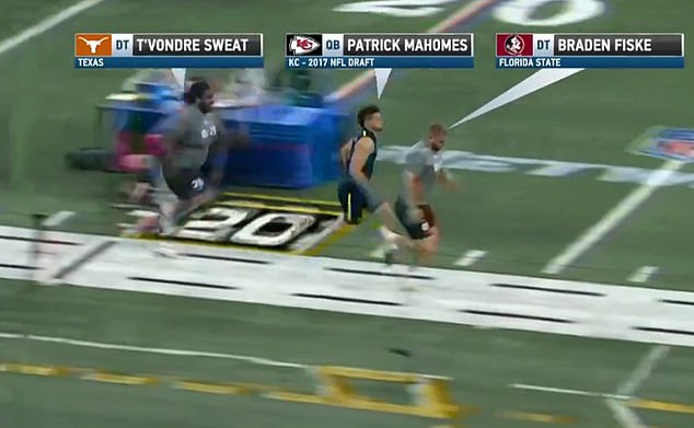 Fiske ran a 4.78, besting Mahomes' disappointing 2017 time by 0.02 seconds.