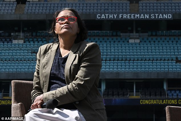 Freeman was honored with a booth named after her at the same spot where she won Olympic gold.