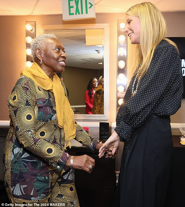 Backstage at the party, Gwyneth could be seen enjoying a conversation in the green room with trailblazing model Bethann Hardison.