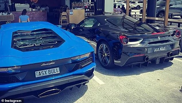 Scholz has posted photos of his Lamborghini Aventador with the license plate 'ASX Bull' and a Ferrari GTB with the license plate 'ASX Wolf'.  It is unclear whether he owned or rented the cars (pictured)