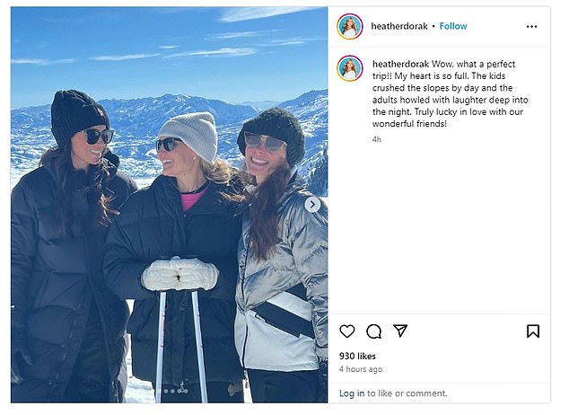 The photo of the trio in Utah was also posted by Pilates business owner Heather Dorak.
