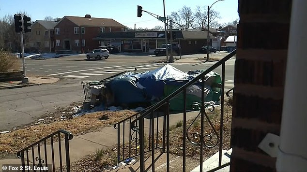 Two Missouri residents are fed up with dealing with a homeless encampment in their front yard for three years.