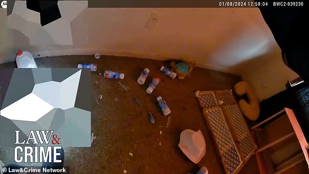 Garbage is seen thrown on the floor in the room where the girl was found