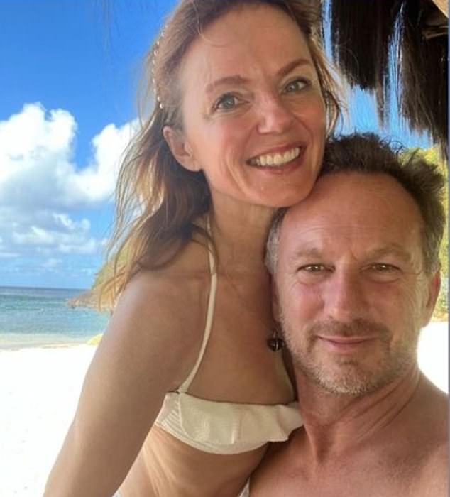 Horner and Halliwell in a holiday photograph taken on an unidentified beach during Christmas