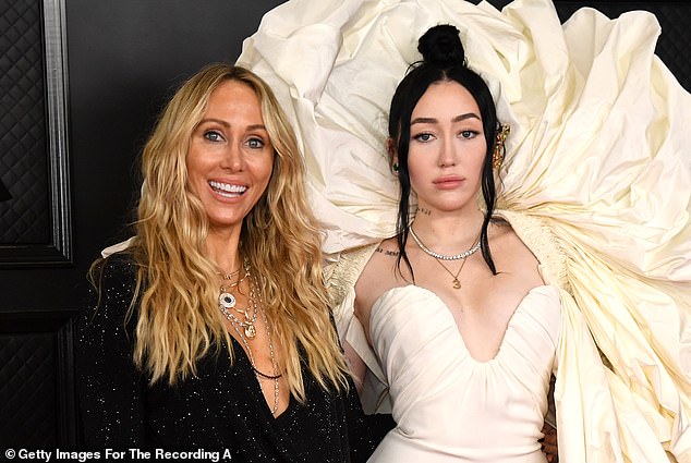 Tish Cyrus is allegedly 'out of control and trying to figure out how to diffuse' her breakup with daughter Noah (seen in 2021)
