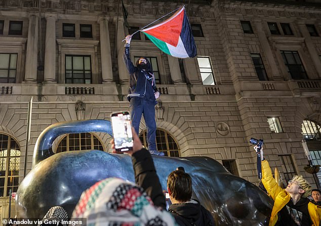 The 'Emergency Action for Gaza' rally targeted Governor Kathy Hochul of New York as she delivered remarks at a Wall Street restaurant.