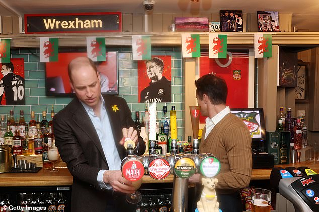 Prince William has a pint with Wrexham AFC co-owner Rob McElhenney on The Turf today