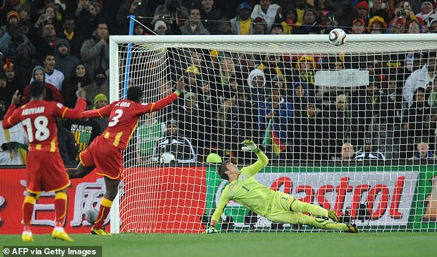 The striker's penalty hit the crossbar in Johannesburg, and Uruguay triumphed in the subsequent penalty shootout.