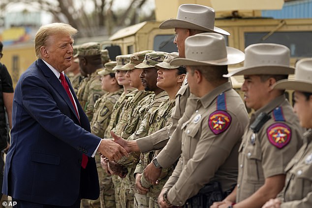 Texas agents were dressed to impress Donald Trump at the US border in Eagle Pass on Thursday.