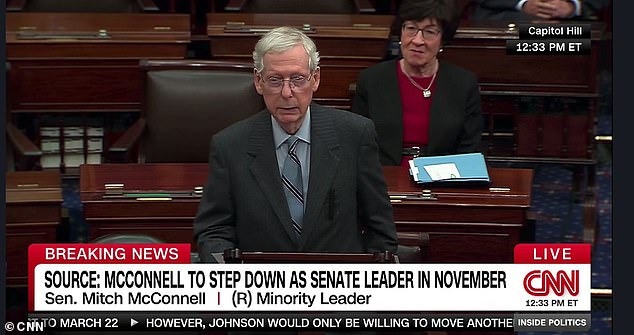 During his tearful speech Wednesday, McConnell mentioned Angela's passing and said it was tragic.