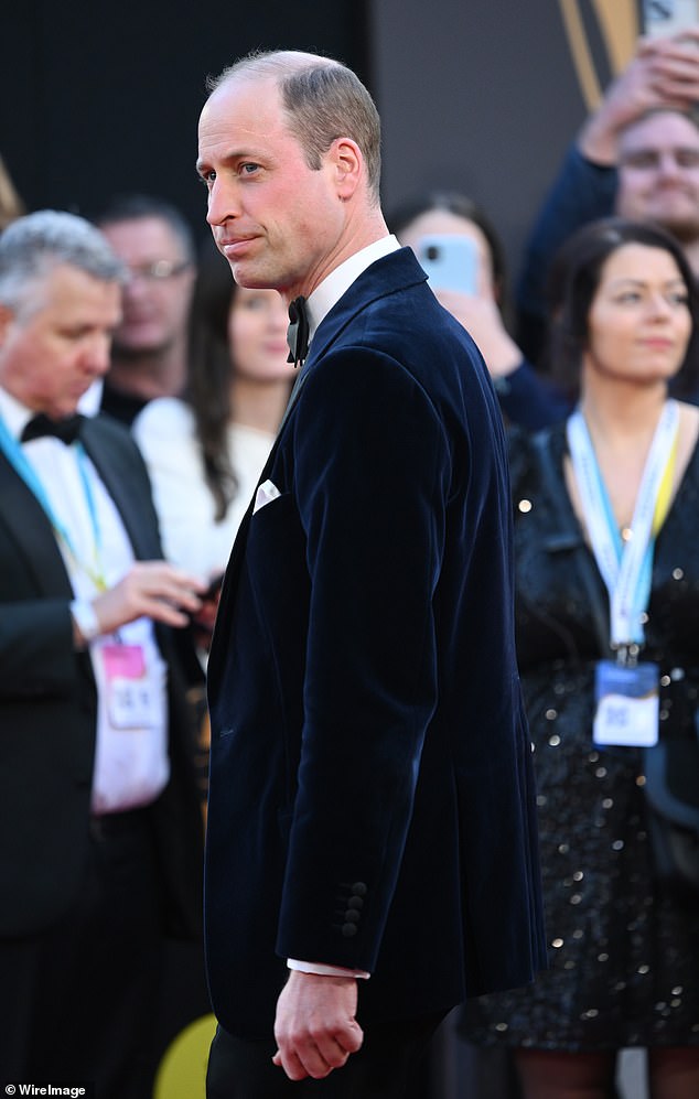 William at the Baftas in London on February 18 before suddenly leaving the memorial.