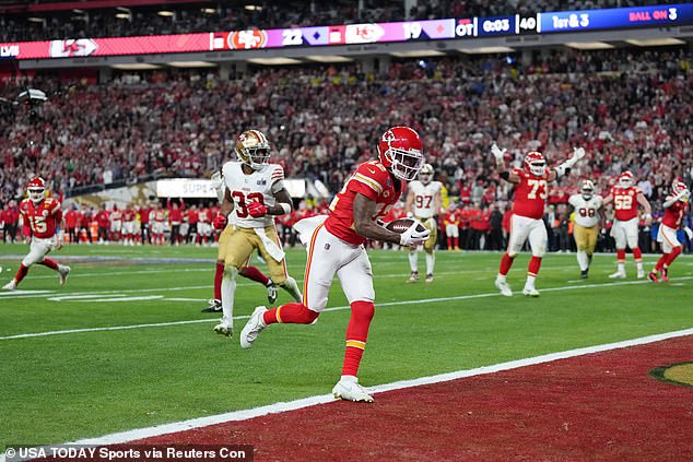 Hardman caught the Super Bowl-winning pass for the Chiefs against the 49ers last month.