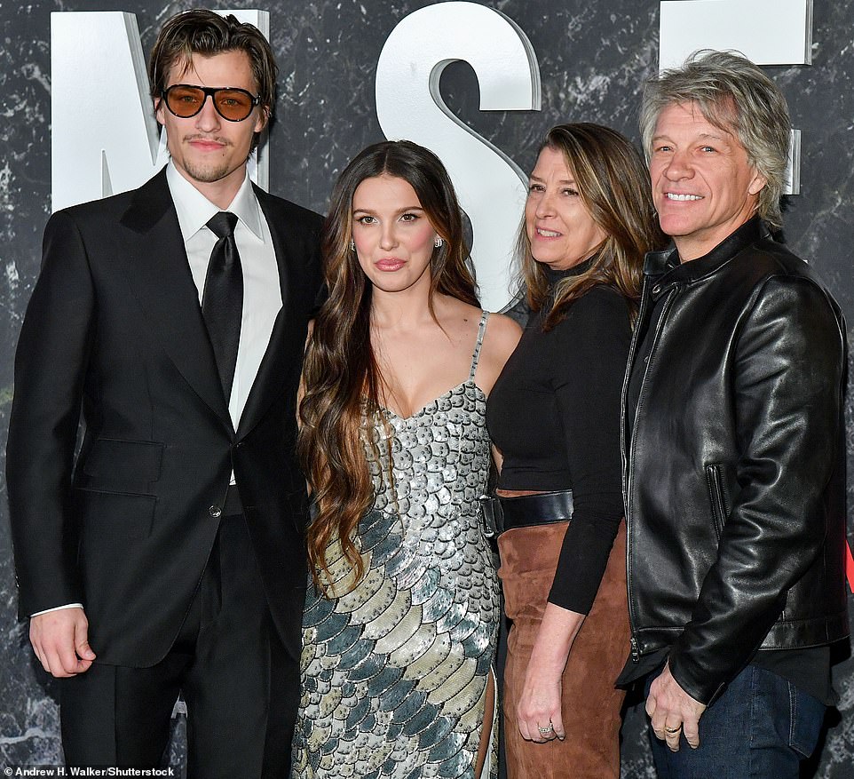 Over the course of the premiere, she also participated in some group shots with Jake and his parents: Dorothea Hurley and none other than Jon Bon Jovi.