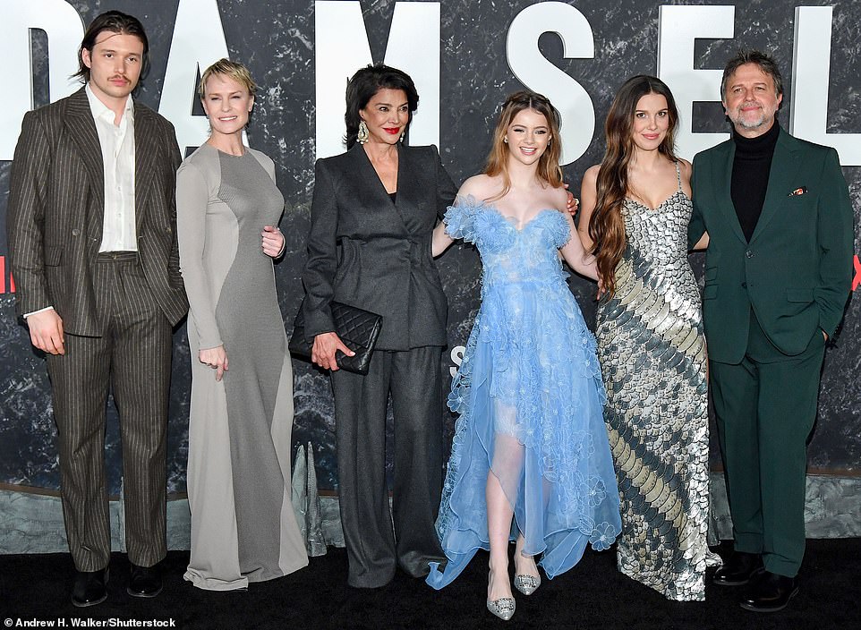 Nick, Robin, Shohreh, Millie and their director Juan Carlos were seen standing for a group shot at the premiere with Brooke Carter, another cast member.