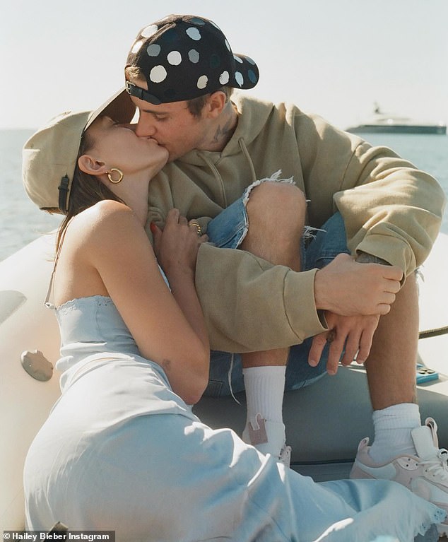 There was also a photo of the duo kissing on a boat.