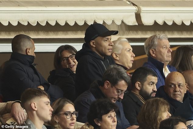 The Frenchman followed the second half of PSG's draw against Monaco from the stands