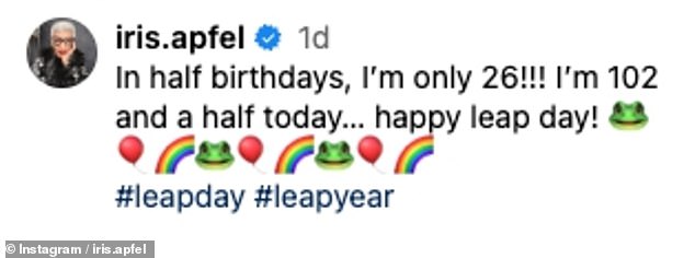 Hours before the sad announcement, Iris made a final post on Instagram, where she made reference to 2024 being a leap year.
