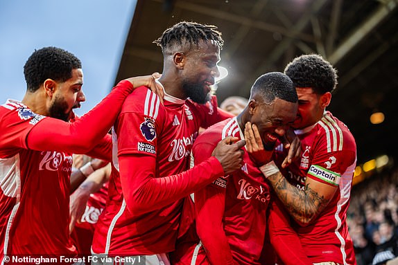 NOTTINGHAM, ENGLAND - FEBRUARY 17: Callum Hudson-Odoi of Nottingham Forest celebrates scoring his final goal during the Premier League match between Nottingham Forest and West Ham United at City Ground on February 17, 2024 in Nottingham, England. (Photo by Ritchie Sumpter/Nottingham Forest FC via Getty Images)