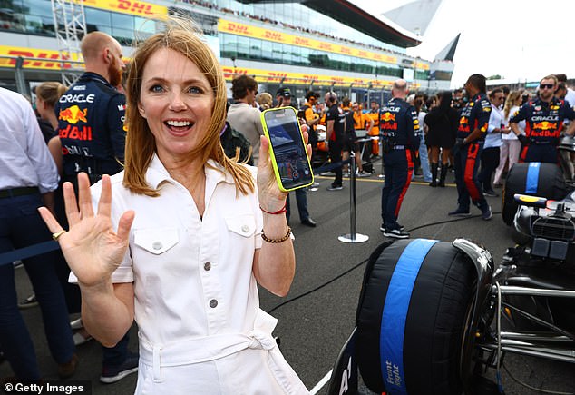 The former Spice Girl looks happy and relaxed on the Silverstone grid in July 2023