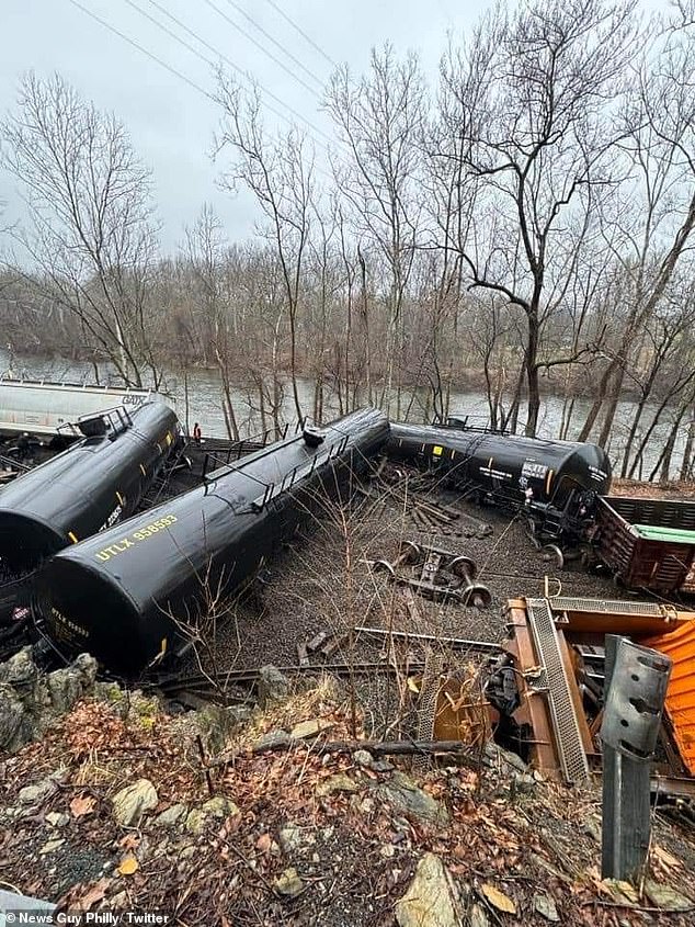 The derailment occurred near the 2200 block of Riverside Drive in Lower Saucon Township Saturday morning.