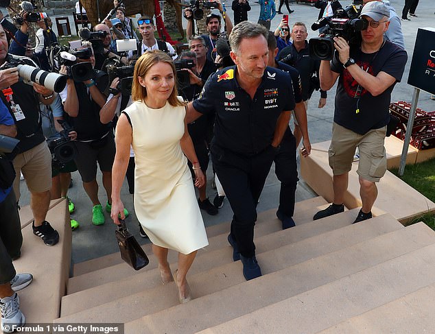 The mother-of-two kept her look classic and minimal for the race this afternoon as the couple appeared in public for the first time since Christian's text messages were leaked online.