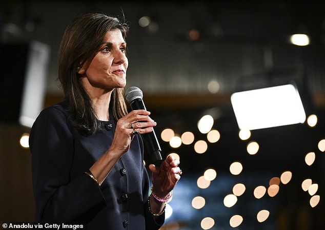Nikki Haley at her rally in Charlotte on Friday night. She also held a rally in Raleigh on Saturday ahead of Tuesday's state primary.