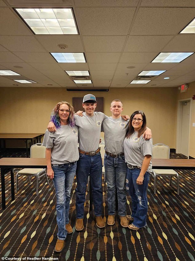 The past week brought a mix of joy, fear and pride for the families of young firefighters. Pictured left to right: Christie Slater (Nathan's mother), Nathan, Gage, Heather Brogan (Gage's mother)