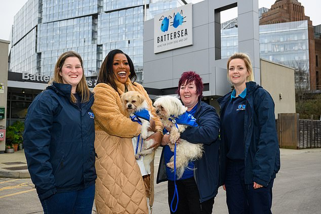 Alison Hammond with the staff and dogs at Battersea Dogs & Cats Home. Ms Hammond has never owned a dog, and although she apparently loves meeting smaller breeds during photo shoots for the show at London's Battersea Dogs & Cats Home, the larger ones are said to scare her.