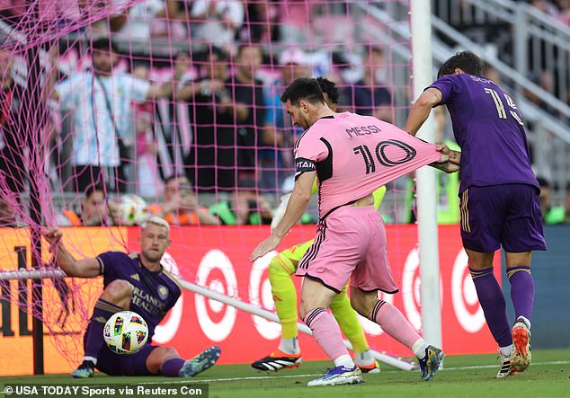 Messi easily scored the shot inches from the goal line after Suarez's shot was deflected.