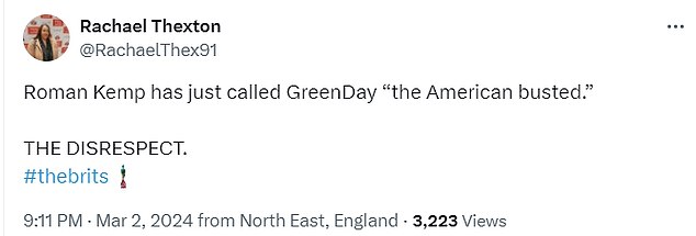 Viewers weren't too impressed with another Roman prank on Saturday night.  The presenter called Green Day 'Arrested America', igniting the fury of fans